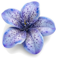 Vibrant, speckled blue flower in full bloom. png