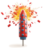 Exploding red firecracker with vibrant firework display. png