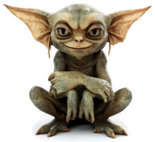 Smiling, creature-like figure with large ears. png