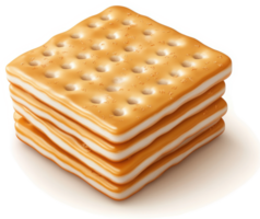 Stack of buttery crackers with creamy layers. png