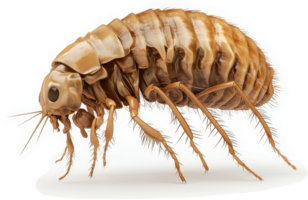 Close-up of a flea, exhibiting segmented body structure. png