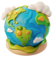 Colorful cartoon globe resting on a grassy base. png