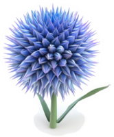 3D rendering of a vibrant, spiky blue flower. png
