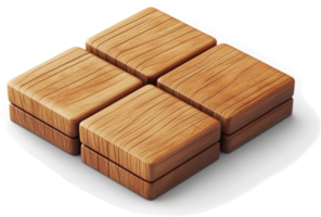Four square wooden blocks arranged in a symmetrical grid pattern. png