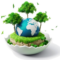 Earth nestled within a protective egg shell, symbolizing nurturing. png