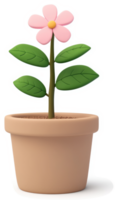 A cartoonish potted flower with vibrant colors. png