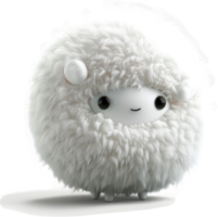 Fluffy sheep-like creature with big eyes and a happy face. png