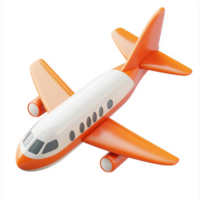 Orange airplane toy illustration on a plain background. png