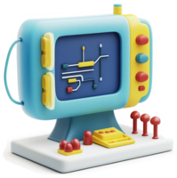 Retro-styled computer with futuristic circuit design. png