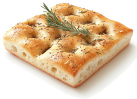 Flavorful rosemary focaccia, a delectable square bread. png