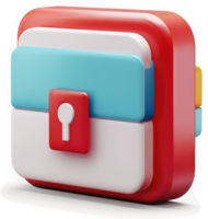 Secure digital wallet icon with colorful 3d layers. png