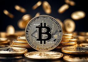 Bitcoin is a modern way of exchange and this crypto currency is a convenient means of payment in the financial photo