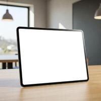 A mock tablet computer screen on a table photo