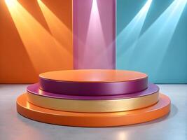 A Three Dimensional Geometric Display Podium with Two Tiers Photo