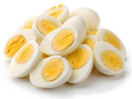 Pile of Sliced Hard Boiled Eggs Neatly Arranged Photo