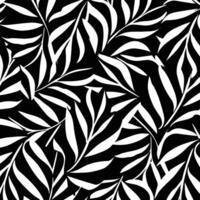 Black and white leaf pattern seamless background vector