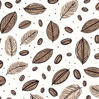 Coffee beans and leaves pattern background graphic vector