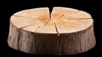A tree stump with a cut in it photo