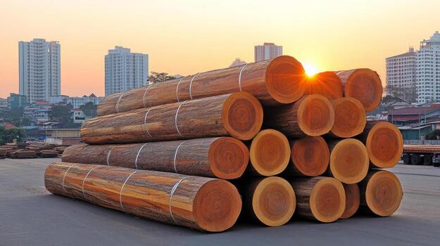 A large pile of logs photo