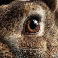 Close up of european rabbit showing brown eye and fur photo