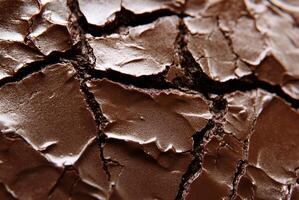 A close up of a chocolate cake with cracks photo