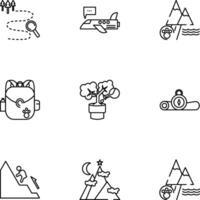 advanture set outline icon vector