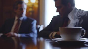 Politicians discussing during coffee break in congress photo