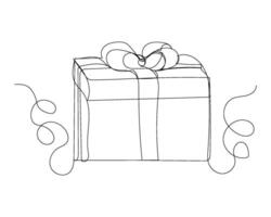 Minimal of continuous line gift box reward birthday shopping with line art design. vector