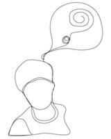 Line art concept of man male with question mark quiz confuse question boy hand drawn. vector
