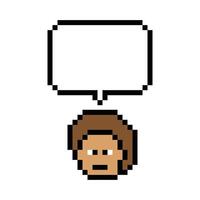 8 bit decor of chat box and man male boy say think talk pixel design. vector