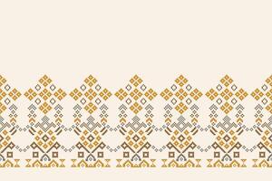 Pixel art of brown cream background color and motif decor ethnic pattern. vector