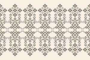 Decor of brown cream background color and motif decor ethnic pattern cross stitch. vector