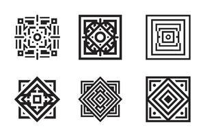 Geometric symmetrical square icons. Abstract geometric pattern set. vector