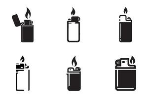 Collection of lighter silhouette. lighter concept icon for logo design. vector