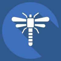 Icon Dragonfly. related to Insects symbol. long shadow style. design editable vector
