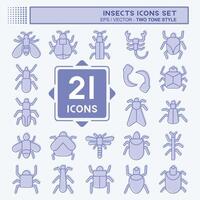 Icon Set Insects. related to Education symbol. two tone style. design editable vector
