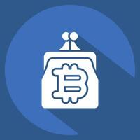 Icon Bitcoin Wallet. related to Cryptocurrency symbol. long shadow style vector