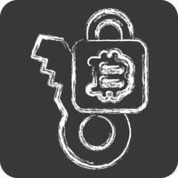 Icon Private Key. related to Cryptocurrency symbol. chalk Style vector