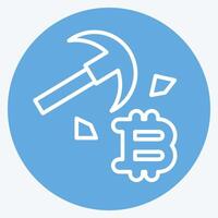 Icon Bitcoin Mining. related to Cryptocurrency symbol. blue eyes style vector