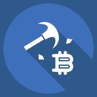 Icon Bitcoin Mining. related to Cryptocurrency symbol. long shadow style vector