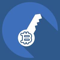 Icon Digital Key. related to Cryptocurrency symbol. long shadow style vector