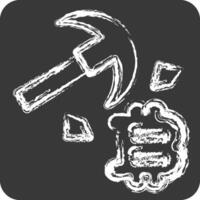 Icon Bitcoin Mining. related to Cryptocurrency symbol. chalk Style vector
