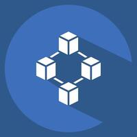 Icon Blockchain. related to Cryptocurrency symbol. long shadow style vector