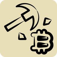 Icon Bitcoin Mining. related to Cryptocurrency symbol. hand drawn style vector