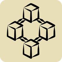 Icon Blockchain. related to Cryptocurrency symbol. hand drawn style vector
