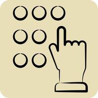 Icon Touch Password. related to Cryptocurrency symbol. hand drawn style vector