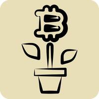 Icon Bitcoin Farm. related to Cryptocurrency symbol. hand drawn style vector