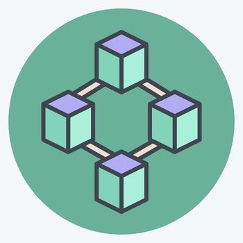 icono cadena de bloques. relacionado a criptomoneda símbolo. color compañero estilo vector