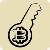 Icon Digital Key. related to Cryptocurrency symbol. hand drawn style vector