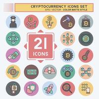 Icon Set Cryptocurrency. related to Education symbol. color mate style vector